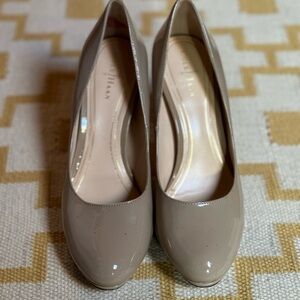 Cole Haan Women's Nude Chelsea Platform Pumps- Maple Sugar Patent Leather